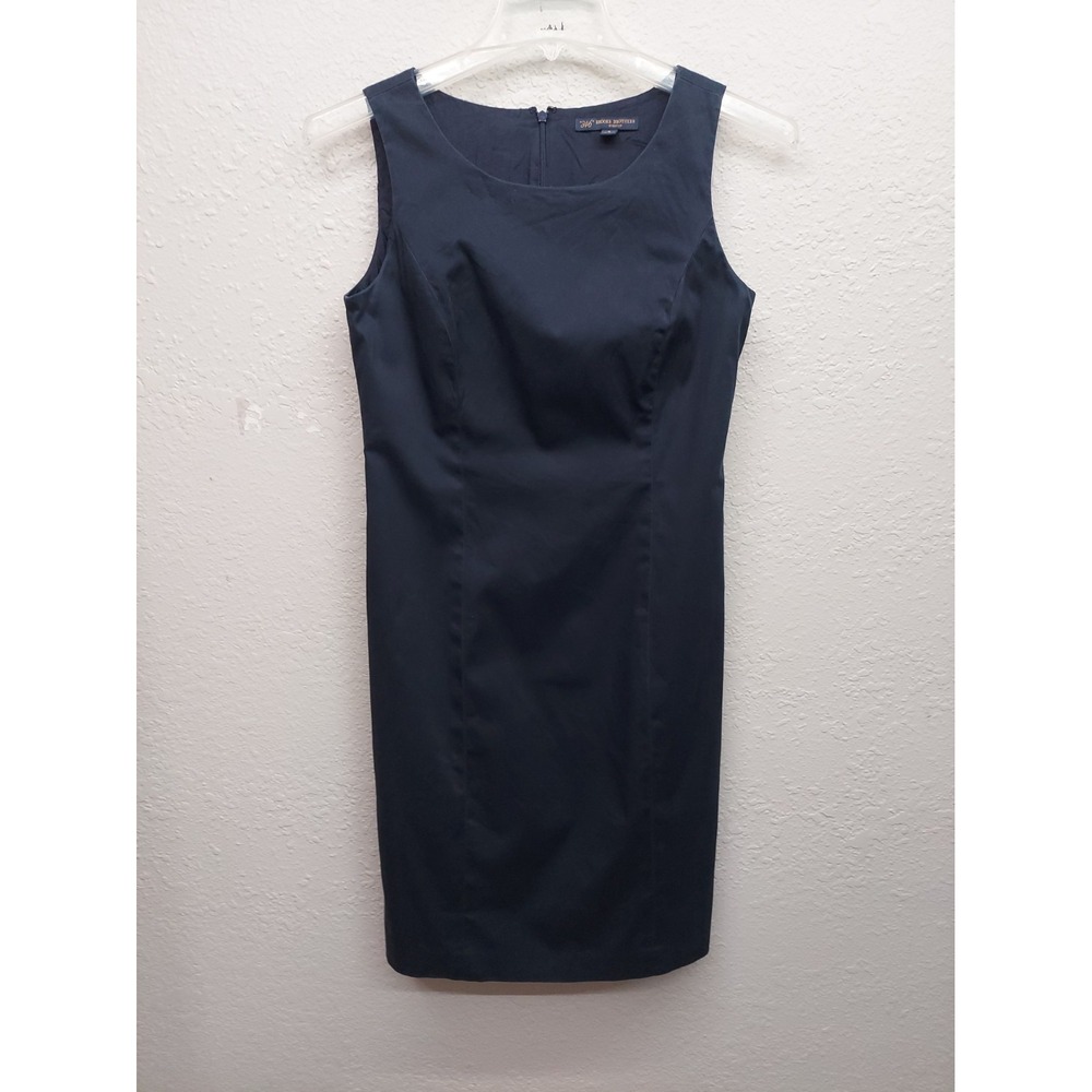 Brooks Brothers Pencil Dress Womens 8 Blue 346 Sleeveless Career stretch Knee